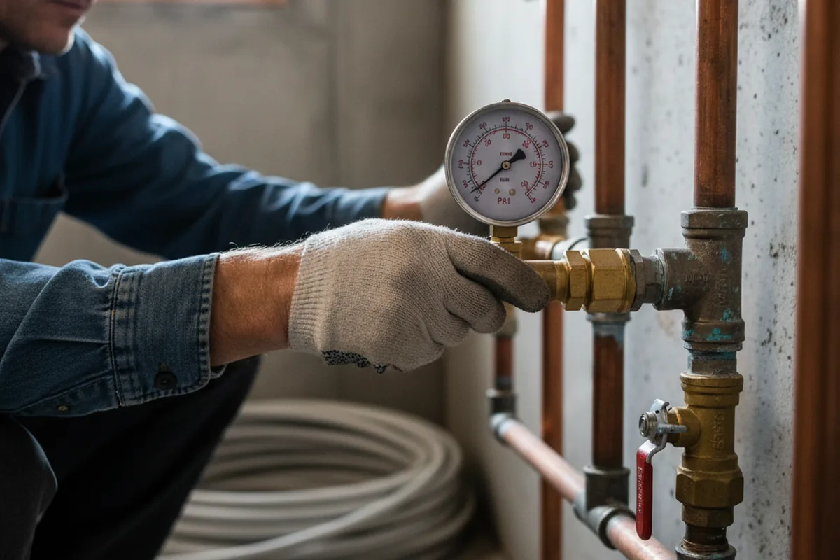 Pressure testing a repaired line during Water Line Repair in East Syracuse